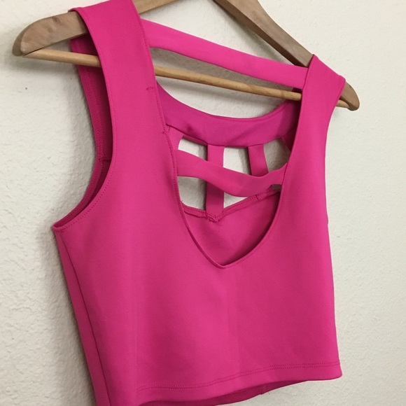 Charlotte Russe Hot Pink Caged Crop Top Large - Picture 3 of 5